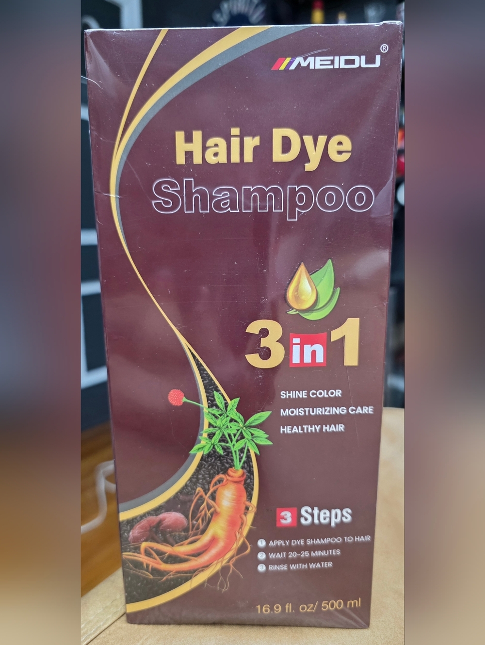 Meidu 3-in-1 Hair Dye Shampoo - Dark Brown